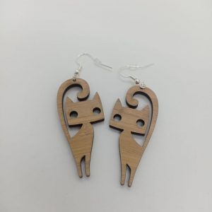 Boucles d'oreilles "chat" en bambou