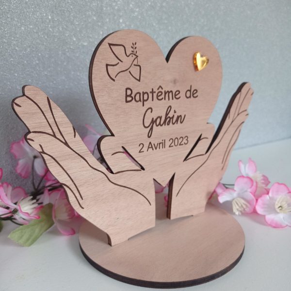 Souvenir de Baptême "mains" sur socle – Image 3